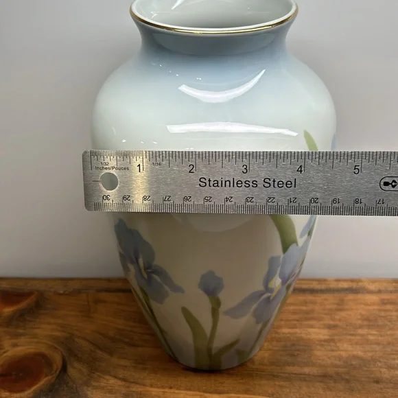 Vintage Blue Iris Elizabeth King Brownd Otagari Ceramic Vase Made In Japan - Picture 7 of 10